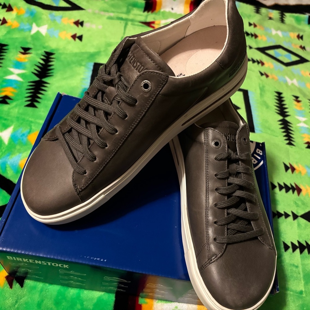 Birkenstock Men’s Gray Leather Sneakers Size 43 (US 10) NEW Casual Comfort Shoes